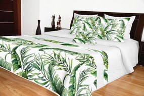 Бяло двойно покривало за легло с природен мотив Ширина: 170 см | Дължина: 210 см