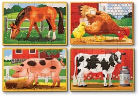 Melissa & Doug - Четири дървени пъзела в кутия - Животните от фермата