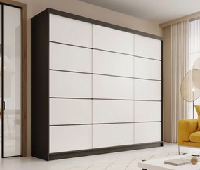 Гардероб Velvora 250 с плъзгащи врати-Черен-Бял