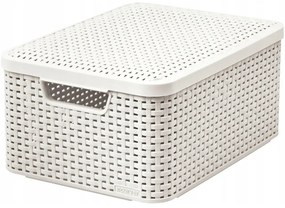 Кремава пластмасова кутия за съхранение с капак 29x39x19 cm Style – Curver