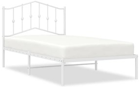 373832 vidaXL Метална рамка за легло с горна табла, бяла, 100x190 см