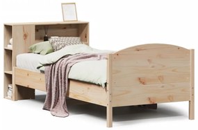 3323089 vidaXL Легло с рафтове за книги, без матрак, 75x190 см, бор масив
