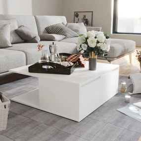 806876 vidaXL Маса за кафе, бяла, 80x80x31 см, инженерно дърво