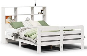 3309945 vidaXL Рамка за легло без матрак, бял, 120x190 см, борово дърво масив