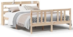 3306700 vidaXL Рамка за легло с табла, 135x190 см, борово дърво масив