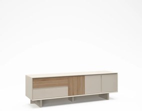 Маса за телевизор от дъбов декор в бежов и естествен цвят 180x55x45 cm Carpi – Marckeric