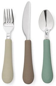 Кафяв/бежов детски прибори за хранене от силикон 3 бр. Olive Mix – Cam Cam Copenhagen