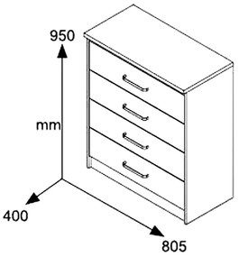 Шкаф Олимпус 4 чекмеджета 80x40x95 см