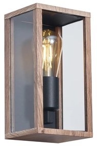 Индустриална стенна лампа с дървен принт 26 см IP44 - Charlois