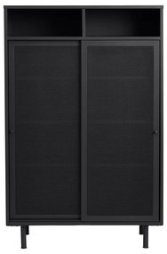 Черно метално шкафче с плъзгащи се врати 90x140x40 cm Veep – Unique Furniture