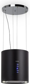 Klarstein Barett, островен абсорбатор, Ø 38 cm, рециркулация 560 m³/h, LED, филтър с активен въглен, черен
