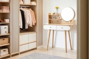 Козметична тоалетка с огледало и дървени чекмеджета