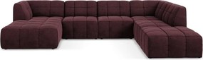 Бордо кадифен ъглов диван (U форма) Aloha – Makamii