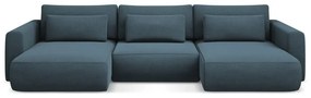 Син разтегателен ъглов диван с място за съхранение (U форма) Kapua – Makamii