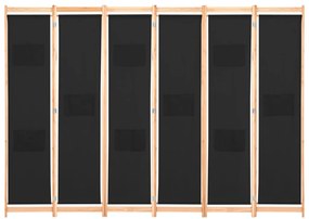 248186 vidaXL Параван за стая, 6 панела, черен, 240х170х4 cм, текстил