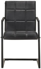 321852 vidaXL Конзолни трапезни столове, 2 бр, черни, естествена кожа