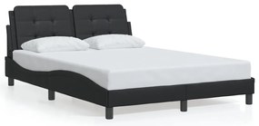 3208184 vidaXL Рамка за легло без матрак Zadar, черна, 140x200 см, изкуствена кожа