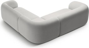 Светлосив кадифен ъглов диван Kate – Micadoni