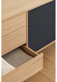 Антрацитно сив скрин с дъбов фурнир, ширина 180 см Yoko - Teulat