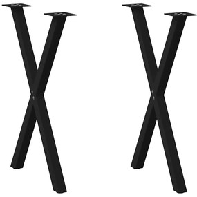 4012912 vidaXL Крака за трапезна маса, X-образни, 2 бр., черни, 60 x (72-73) см, стомана