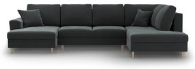 Тъмносив кадифен разтегателен ъглов диван с място за съхранение (десен ъгъл/U форма) Kyoto – Cosmopolitan Design