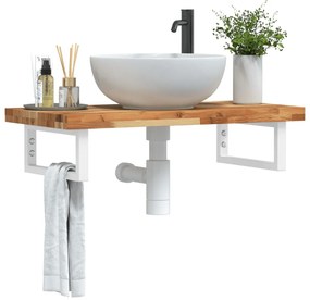 3302740 vidaXL Стенен рафт за мивка, стомана и масивно дърво акация