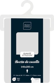 Бяло единично памучно включено спално бельо 140x200 cm Lina – douceur d'intérieur