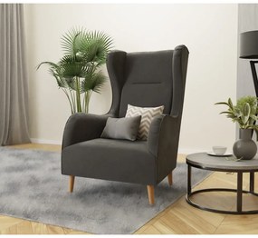 Тъмносиво кадифено кресло Carole - Ropez