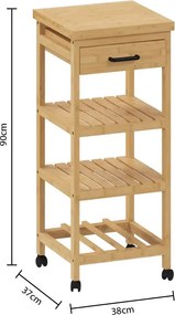 Кухненска количка 5five Linha, Малка, Бамбук