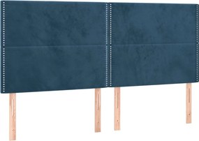 3116262 vidaXL Табла за легло, тъмносиня, 200x5x118/128 см, кадифе