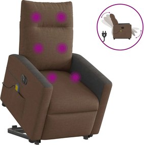 3324076 vidaXL Електрически изправящ масажен реклайнер стол кафяв текстил