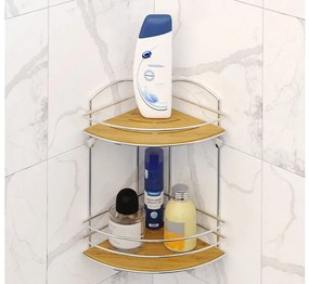 Ъглова етажерка за баня TEKNO TEL BK-074 , 2 нива , дърво