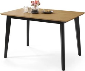 РОКСИ Естествен дъб/черна рамка - ДЪРВЕНА ПРАВОЪГЪЛНА МАСА 120x80 см РЕТРО ЗА КУХНЯ/ ТРАПЕЗАПИЯ