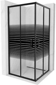 Mexen Rio квадратна душ кабина 90 x 90 см, ивици, черен - 860-090-090-70-20