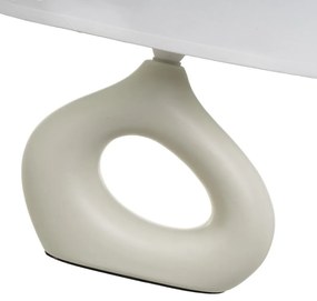 Бяло-бежова керамична настолна лампа с текстилен абажур (височина 30 cm) – Casa Selección