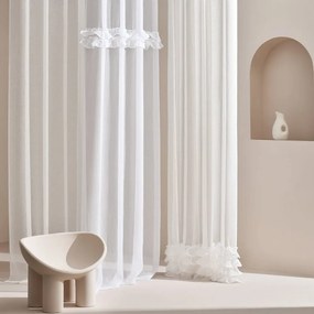 Бяла завеса FRILLA с волани на сребърни втулки 400 x 250 cm