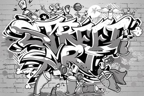 Тапет – Сив надпис Street Art със спрейове