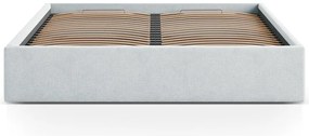 Светлосиво двойно легло 140x200 cm тапицирано с място за съхранение/без табла с включена подматрачна рамка Susan – Micadoni