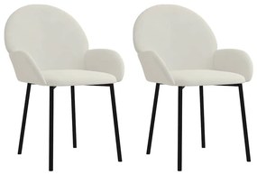 344772 vidaXL Трапезни столове, 2 бр, кремави, кадифе