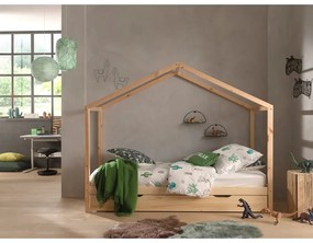 Детско разтегателно легло къща от масивен бор с място за съхранение естествено 90x200 cm DALLAS – Vipack