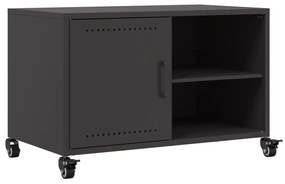 846668 vidaXL ТВ шкаф, черен, 68x39x43,5 см, стомана