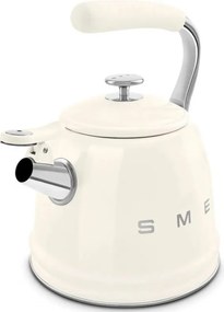 Свирещ чайник Smeg WKF01CR, 2.3 л, Индукция, Ненагряваща се дръжка, Стомана, Крем