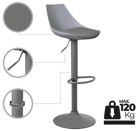 Сиви бар столове в комплект от 2 бр. с регулируема височина от имитация на кожа (височина на седалката 56,5 cm) – Casa Selección