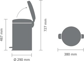 Кош за боклук с педал Brabantia NewIcon 649047, 20 л, Плавно затваряне, Противоплъзгаща основа, Метална вътрешна кофа, Бял