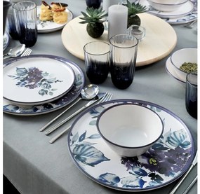 Комплект за хранене 24 части, бял/син, керамика