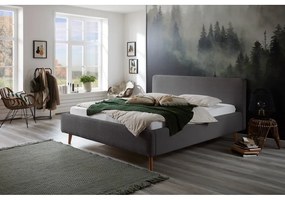 Сиво легло от велур с решетка и място за съхранение , 160 x 200 cm Mattis Cord - Meise Möbel