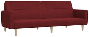 375790 vidaXL 2-местно разтегателно канапе, виненочервено, текстил