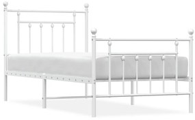 353595 vidaXL Метална рамка за легло с горна и долна табла, бяла, 80x200 см