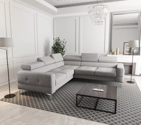 Ъглов диван Soreko Max-сив-плат-ляв