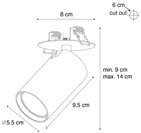 Комплект от 6 модерни вградени спота бели GU10 50mm - Chels